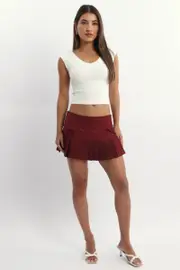 Red Pleated Skort Skirt - Size 16XL, Women's Skort