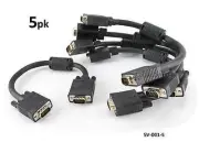5-PACK 1ft Super VGA Monitor Cable HD15 Male to Male w/ Ferrite Core - SV-001-5