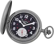 [Gotham] Men's Classic Gunmetal Plated Polished Case Double Hunter 17 Jewel Mechanical Pocket Watch # GWC18807BBK, Silver