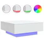 RGB LED Lights Coffee Table Modern Sofa Lounge Lit Side Storage White 80x80x31cm
