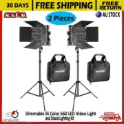 Neewer 2 Pack Dimmable Bi Color 660 LED Video Light and Stand Lighting Kit 75"AU
