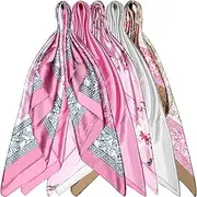 [EJFYTVL] 5 Pieces Head Scarf 35 Inch Satin Large Square Hair Scarves Silk Like Neck Scarf Head Wraps Headscarf for Women
