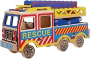 Abaodam Wooden Fire Truck Model for Ladder Truck Cognition Decorative Vehicle for Eye Catching Educational Fire Truck Playset