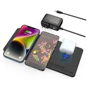 Wireless Charging Pad, Ultra-Slim Triple Charger Station for Multiple Black 1