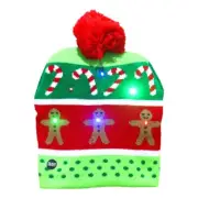 LED Christmas Hat Light Up Christmas Hats Gingerbread Man Ugly Hat Beanie Cap
