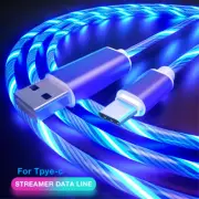 For Type-C iPhone Charger Data Cable Charging Cord LED flowing Light Up USB Sync