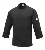 Mercer Culinary M61010BKL Genisis Unisex Black Long Sleeve Chef Jacket - L