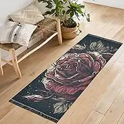 XYMZR Washable Runner Rug Red Penoy Gothic 2’ x 6’ Non-Slip Runner Rug for Hallways Entryway Bedroom Living Room Floor Carpet - Soft Thin Mat for Family Pet