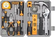 70-piece DIY household tool set with plastic tool box, socket wrench, car repair tools, clamps, hammer, tape measure, hand tools suitable for automotive, construction