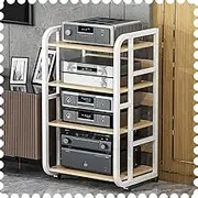 VFGFPTBTUK 3 4 5 Tier Media Cabinet AV Media Stand Audio Video Media Storage Cabinet Stereo Rack Movable Entertainment Center For CD Player Servers AV Gear(White,90cm(36in))