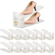 12 Pack Adjustable Clear Shoe Slots Organizer Shoe Stacker Display Tray Rack ...