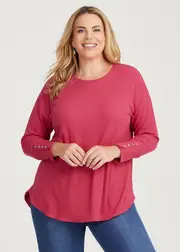 [Virtuelle] Taking Shape Rib Hi-lo Top Size 20 in Raspberry - Plus Size Women's Clothing Raspberry