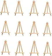 12Pcs Wooden Tabletop Art Display Easels, Small Desktop Holder Stand for Displaying Canvas Paintings,Drawing, Weddings, Kids Crafts