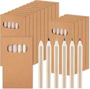 Blcculi 50 Packs Mini Colored Pencils Bulk,6 Different Color Mini Drawing Colored Pencils,3.5 Inch Short Color Pencils in Kraft Boxes for Classroom Birthday Party Favors, 6 Per Pack