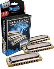 Hohner Blues Harp 3 Piece Harmonica Pro Pack in the keys of C, G, & A 3P532BX