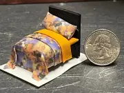 Dollhouse Miniature Bed Orange P 1:48 Quarter inch scale 1/4 F210 Dollys Gallery