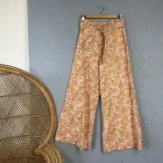Ghanda Pants New NWT Size 8 Floral Flower Kombi Peach Brady Paisley Linen Blend