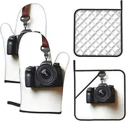 Camera Hanging on White Wall Oven Mitts and Pot Holders 4 Sets Heat Resistant 356°F Kitchen Oven Mitt and Potholder Long Oven Gloves for Kitchen Non-Slip Cooking Gloves Hot Pads for Baking BBQ