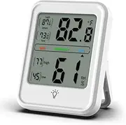 Indoor Weather Station Digital Thermometer Hygrometer with Backlight for Home Accurate Temperature and Humidity Monitor White Battery Not Included