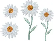 DOITOOL Flower Embroidery Patch for Clothing Sunflower Daisy Patches 4pcs Iron Applique