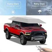 Movable Carport,Car Tent Cover Rooftop Canopy, Automatic Folding Remote Control Car Umbrella with Removable Charger, Portable Auto Protection Car Tent Sunshade（Fully Automatic）,Silver