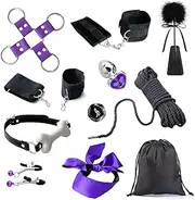 Sm Silicone Bone-Shaped Mouth Gag, Eye Mask, Feather 10-Piece Set For Couples, Handcuffs And Shackles, Binding, Teasing And Training For Novel Sex Play