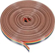 uxcell 1 Pcs 9 Pin Flat Rainbow Ribbon Cable 20 ft 1.27mm Pitch Breadboard Jumper Wires for Electronic Projects
