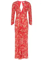 Rixo Rose Floral-print Silk Midi Dress - Red - 10 (UK10 / S) 10 (UK10 / S)