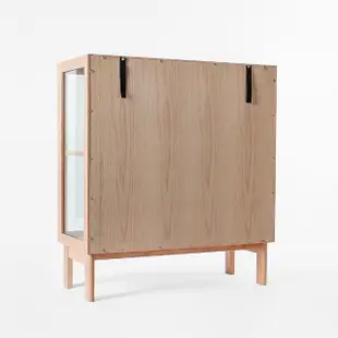【HOLA】Actona阿斯貝克白橡木貼皮玻璃櫃90x40x100cm