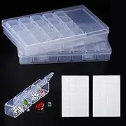 BiBeGoi DIY Diamond Painting Box for Adult,4 Pack 112 Grids,4 Sets Sticker Organizer for Tracing,5D Diamond Accessories Storage Containers,Art Kit Tool Supply Holder Gems Bead Jewelry Seed Nail