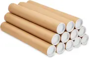 Stockroom plus 12-Pack Mailing Tubes with Caps - 2 X 15 Paper Poster Tube for Sh
