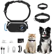 Cat Camera Collar,32GB Upgrade 360 Degree Rotating Dog Collar Camera 1080P HD,Video Records Indoor Outdoor Action DC for Pets-Black