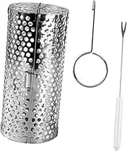 ASAKKURA Rolling Grilling Basket Bbq Mesh Cage Stainless Steel Rotating Grill Cage Easy to Open Close