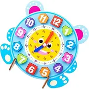 KICHOUSE Educational Wooden Toy Set Number Clock Plaything for Learning Early Developmental Toy Colorful Sequence Board Game Preschool Counting Toy
