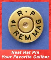 Remington R-P 41 REM MAG Brass Cartridge Hat or Jacket Pin Tie Tac