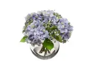 28cm Hydrangea Arrangement in Fish Bowl Artificial Flowers Decor