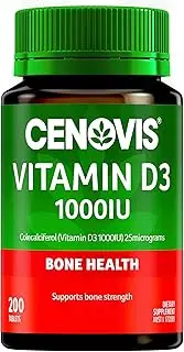Cenovis Vitamin D3 1000IU Tablets 200 - Vitamin D Aids Calcium Absorption - Supports healthy Immune System Function, Bone Strength, Muscle Strength in the Elderly & Muscle Function - High Strength