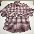 Johnnie-O NWT Shirt Men’s Medium M Hangin Out Ajax Grey Orange Plaid Long Sleeve