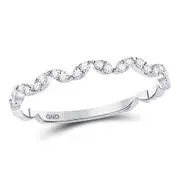 14k White Gold Round Diamond Zigzag Stackable Band Ring 1/5 Cttw