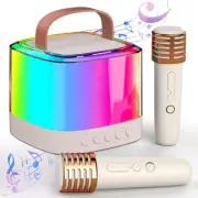 Mini Karaoke Machine Portable Bluetooth Karaoke Speaker 2 Wireless Mics MORE