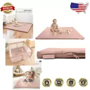 Soft Foam Vegan Leather Baby Play Mat - 48x48 Safe Play Surface for Tummy Time