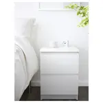 北歐工業LOFT風格經典IKEA宜家MALM抽屜櫃床邊桌床頭櫃收納櫃/二抽/白色/一般使用痕跡/二手八成新/特$980