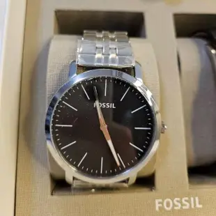 【FOSSIL】Fossil-BQ2466SET男款簡約風黑色錶盤石英手錶禮盒