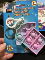 Multicolored T-Shirt Push Pop Squishers Key Chains &Back Clip Fidget Sensory Toy