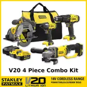 Stanley FatMax V20 18V Combo Kit 4 Piece SFMCK469M2-XE Drill Driver Saw Grinder