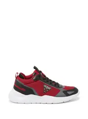 GUESS Men's Black Red Bradi Logo Low Top Sneakers Size: 12, Synthetic