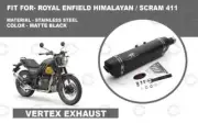 Fit For Royal Enfield "Himalayan 411/Scram 411 Vertex Exhaust SS Black" (for: Royal Enfield)