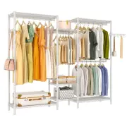 Heavy Duty Garment Rack, Portable Wardrobe Clothes Rack Freestanding Adjustab...
