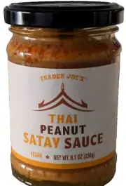 Trader Joe’s Thai Peanut Satay Sauce 8.1 fl oz Glass Jar 6/2026