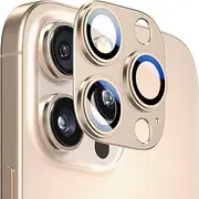 KISMER Camera Lens Protector for iPhone 14/15/16 Pro & Pro Max [2 Pack], Tempered Glass with Metal Alloy Frame,for iphone 16 pro max camera protector, Step Fitting Design, Desert Titanium